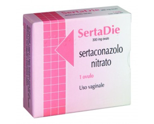 <b>SERTADIE 300 mg ovulo</b><br> Sertaconazolo nitrato<br><b>Che cos’è e a che cosa serve</b><br>Trattamento locale della candidiasi vaginale clinicamente accertata.