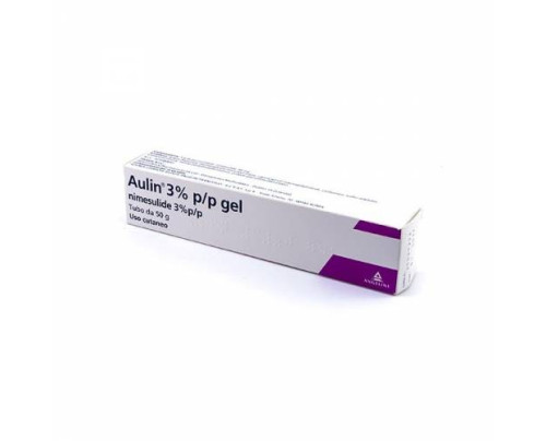 <b>Aulin 3% Gel</b><br>  Nimesulide<br><b>Che cos’è e a che cosa serve</b><br>Il nome di questo medicinale è Aulin Gel. Il preparato contiene il principio attivo chiamato  nimesulide, che appartiene ad un gruppo di sostanze con effetti