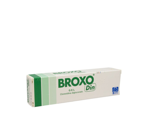 <b>Broxo Din 200 mg/100 g gel gengivale</b><br>  clorexidina digluconato<br><b>Che cos’è e a che cosa serve</b><br>Broxo Din è un disinfettante della mucosa della bocca, contenente clorexidina digluconato che è una  sostanza ant
