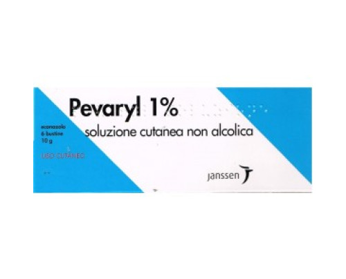 <b>Pevaryl 1% soluzione cutanea non alcolica</b><br>  econazolo<br><b>Che cos’è e a che cosa serve</b><br>Pevaryl 1% soluzione cutanea non alcolica è un medicinale per uso locale indicato per il trattamento della  Pityriasis Versicolor