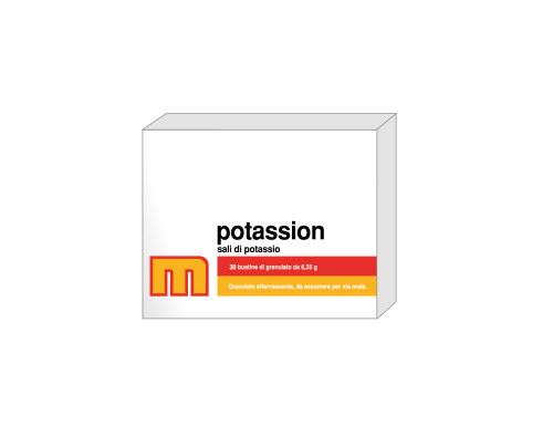 <b>POTASSION granulato effervescente</b><br>  Sali di potassio<br><b>Che cos’è e a che cosa serve</b><br>POTASSION è un'associazione di sali che forniscono all'organismo il giusto apporto di potassio  per il mantenimento dell&#