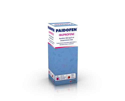 <b>PAIDOFEN Bambini 100mg/5ml sospensione orale gusto fragola senza zucchero<br>  PAIDOFEN Bambini 100mg/5ml sospensione orale gusto arancia senza zucchero<br></b>  Ibuprofene<br><b>Che cos’è e a che cosa serve</b><br>PAIDOFEN contiene ibupro