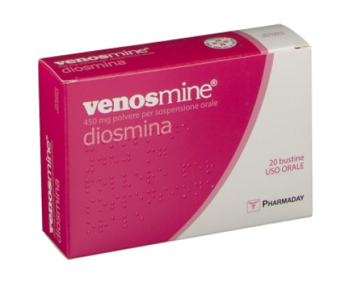 <b>VENOSMINE 450 mg compresse  VENOSMINE 450 mg polvere per sospensione orale</b><br>  Diosmina<br><b>Che cos’è e a che cosa serve</b><br>VENOSMINE contiene il principio attivo diosmina appartenente ad un gruppo di medicinali chiamati  biofla