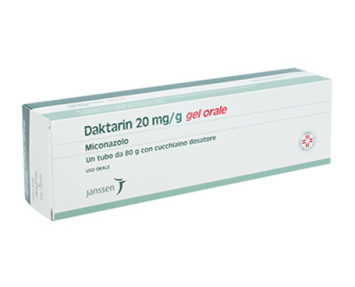 <b>Daktarin 20 mg/g gel orale</b><br> Miconazolo<br><b>Che cos’è e a che cosa serve</b><br><b>Daktarin</b> contiene miconazolo che appartiene ad un gruppo di medicinali denominati "antimicrobici e antisettici" usati per trattare le infezioni 