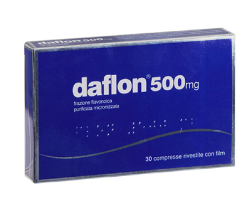 <b>DAFLON® 500 mg compresse rivestite con film</b><br>   Frazione flavonoica purificata micronizzata<br><b>Che cos’è e a che cosa serve</b><br>Daflon è un medicinale che contiene una frazione flavonoica purificata micronizzata, usa