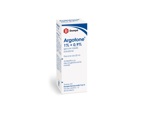 <b>ARGOTONE 1%/0,9% gocce nasali, soluzione</b><br>  Argento vitellinato/Efedrina cloridrato<br><b>Che cos’è e a che cosa serve</b><br>ARGOTONE contiene i principi attivi argento vitellinato, responsabile dell'azione antisettica, ed efedr