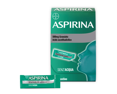 <b>Aspirina 500 mg granulato</b><br>  acido acetilsalicilico<br><b>Che cos’è e a che cosa serve</b><br>Aspirina è un analgesico (antidolorifico: riduce il dolore), antinfiammatorio ed antipiretico (antifebbrile:  riduce la febbre).<br>
