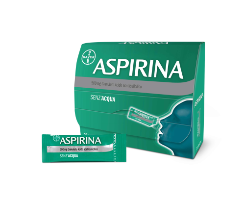 <b>Aspirina 500 mg granulato</b><br>  acido acetilsalicilico<br><b>Che cos’è e a che cosa serve</b><br>Aspirina è un analgesico (antidolorifico: riduce il dolore), antinfiammatorio ed antipiretico (antifebbrile:  riduce la febbre).<br>