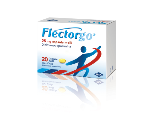 <b>FLECTORGO 12,5 mg capsule molli<br>  FLECTORGO 25 mg capsule molli<br></b>  Diclofenac epolamina<br>  <br>  Medicinale equivalente<br><br><b>Che cos’è e a che cosa serve</b><br>FLECTORGO contiene il principio attivo <em>diclofenac epolamin