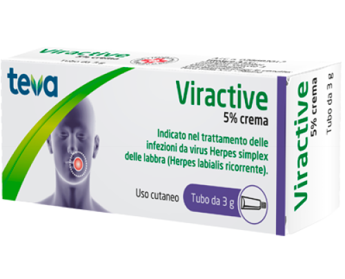 <b>Viractive 5% crema</b><br><b>Che cos’è e a che cosa serve</b><br>Viractive contiene <em>aciclovir</em>, una sostanza con proprietà antivirali, in grado di contrastare le infezioni  causate da alcuni virus (<em>Herpes</em>).<br>  <br