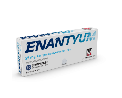 <b>Enantyum 25 mg granulato per soluzione orale</b><br>  Dexketoprofene<br><b>Che cos’è e a che cosa serve</b><br>Enantyum è un antidolorifico appartenente al gruppo di medicinali denominati farmaci antinfiammatori non  steroidei (FANS