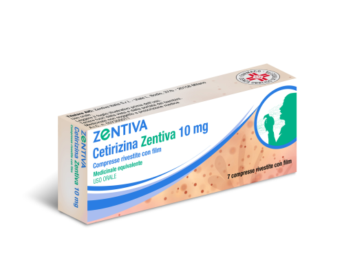 <b>Cetirizina Zentiva 10 mg compresse rivestite con film</b><br><br>  Medicinale equivalente<br><b>Che cos’è e a che cosa serve</b><br>Cetirizina dicloridrato è il principio attivo di Cetirizina Zentiva.<br>  Cetirizina Zentiva &egrave