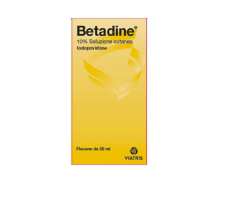 <b>BETADINE 10% soluzione cutanea</b><br> Iodopovidone<br><b>Che cos’è e a che cosa serve</b><br>Betadine 10% soluzione cutanea contiene iodopovidone, un disinfettante per uso locale.<br><br> Betadine 10% soluzione cutanea è indicato p