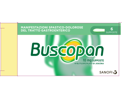 <b>BUSCOPAN 10 mg compresse rivestite<br>  BUSCOPAN 10 mg supposte</b><br>  N-butilbromuro di joscina<br><b>Che cos’è e a che cosa serve</b><br>Buscopan contiene il principio attivo N-butilbromuro di joscina che appartiene ad un gruppo di med