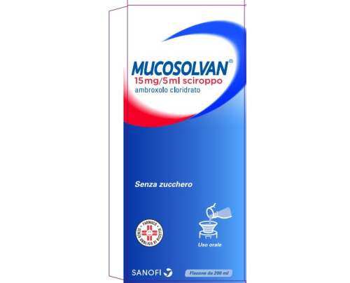 <b>MUCOSOLVAN 15 mg/5 ml sciroppo gusto frutti di bosco</b><br>  Ambroxolo<br><b>Che cos’è e a che cosa serve</b><br>Mucosolvan contiene ambroxolo, un principio attivo che agisce sciogliendo il catarro e facilitandone  l'eliminazione. Muc