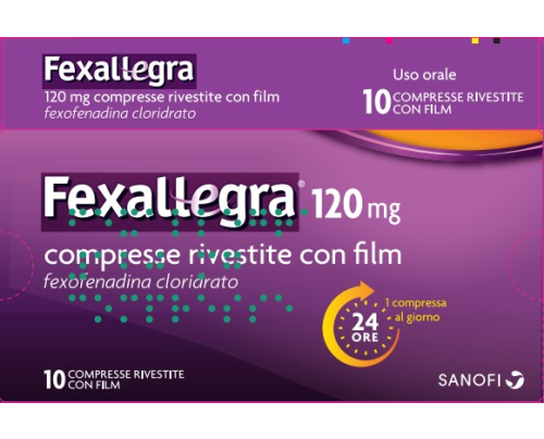 Fexallegra 120 mg compresse rivestite con film<br> Fexofenadina cloridrato<br><b>Che cos’è e a che cosa serve</b><br>Fexallegra è un medicinale somministrabile per bocca, che contiene fexofenadina cloridrato, una sostanza con azione an