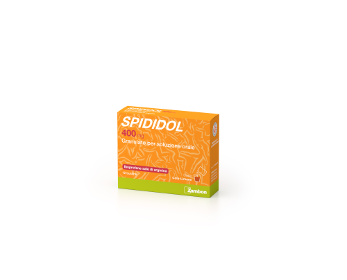 <b>SPIDIDOL 400 mg granulato per soluzione orale gusto cola-limone</b><br>  Ibuprofene sale di arginina<br><b>Che cos’è e a che cosa serve</b><br>Questo medicinale contiene il principio attivo ibuprofene, appartenente ad un gruppo di medicina
