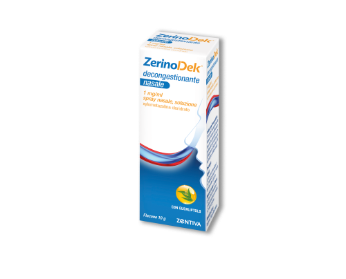 <b>ZerinoDek Decongestionante Nasale 1 mg/ml spray nasale, soluzione</b><br>  Xilometazolina cloridrato<br><b>Che cos’è e a che cosa serve</b><br>ZerinoDek Decongestionante Nasale contiene xilometazolina che ha proprietà decongestionan