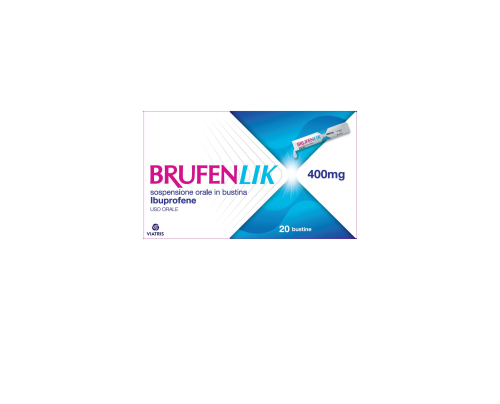 <b>Brufenlik 400 mg sospensione orale in bustina</b><br>  Ibuprofene<br><b>Che cos’è e a che cosa serve</b><br>Il principio attivo contenuto in questo medicinale è l'ibuprofene. Appartiene a un gruppo di medicinali  chiamati farmac