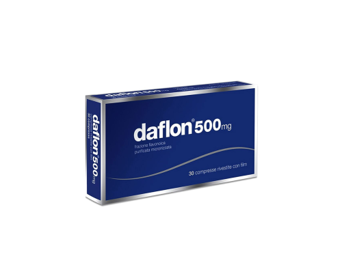 <b>DAFLON 500 mg compresse rivestite con film</b><br>  frazione flavonoica purificata micronizzata<br><b>Che cos’è e a che cosa serve</b><br>Daflon è un medicinale che contiene una frazione flavonoica purificata micronizzata, che prote