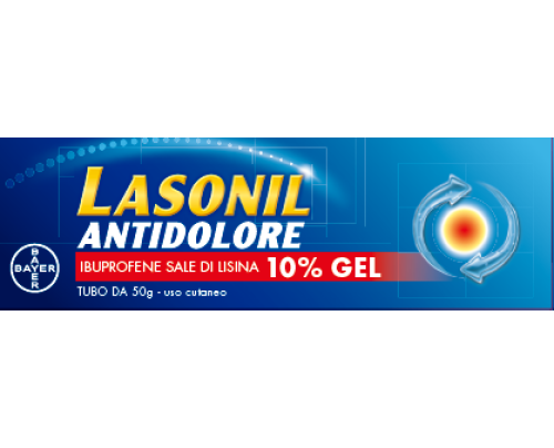 Lasonil antidolore 10% gel<br> Ibuprofene sale di lisina<br><b>Che cos’è e a che cosa serve</b><br>Questo medicinale contiene Ibuprofene sale di lisina, che appartiene ad un gruppo di farmaci chiamati farmaci anti-infiammatori non steroidei (